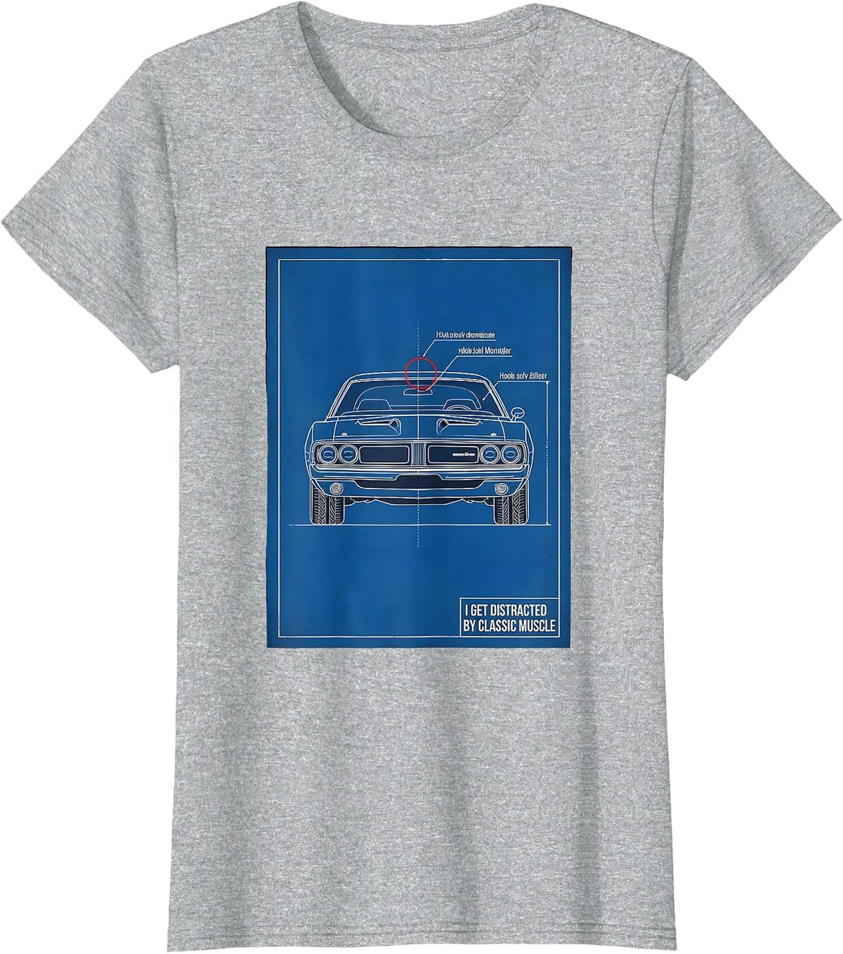 I Get Distracted By Classic Muscle Vintage Retro Car T-Shirt - Heather Grey