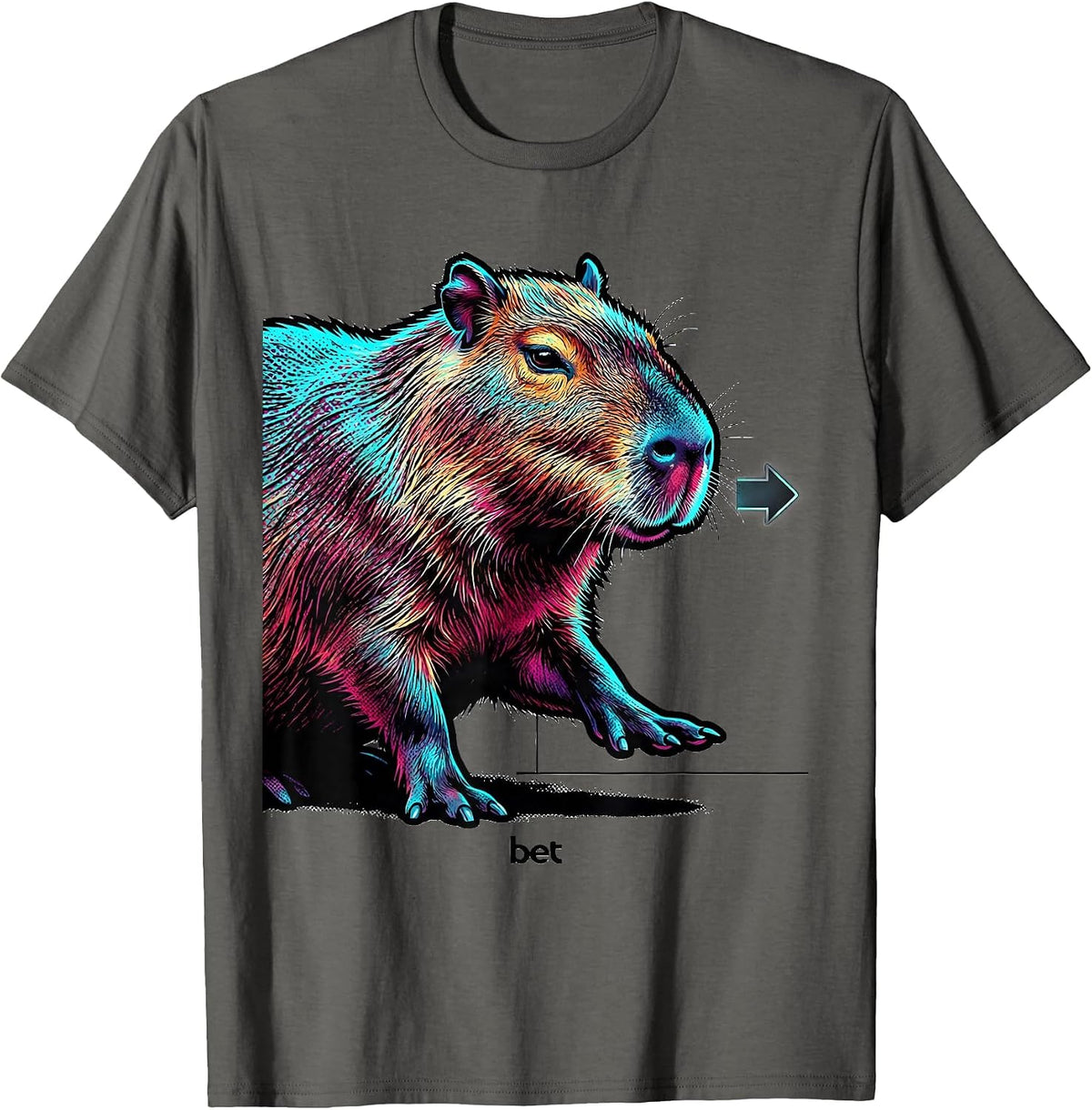 Men's bet Funny Capybara Animal Meme Humor Pop Art T-Shirt - Asphalt Grey
