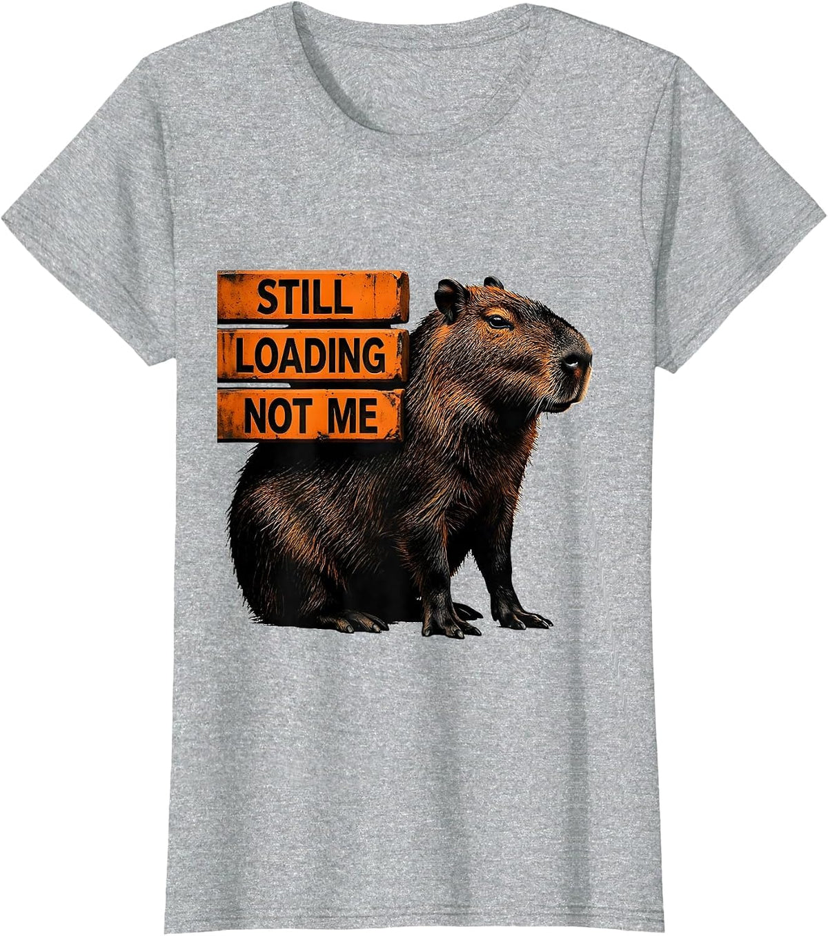 Still Loading Not Me Funny Capybara Gamer Meme Humor T-Shirt - Heather Grey