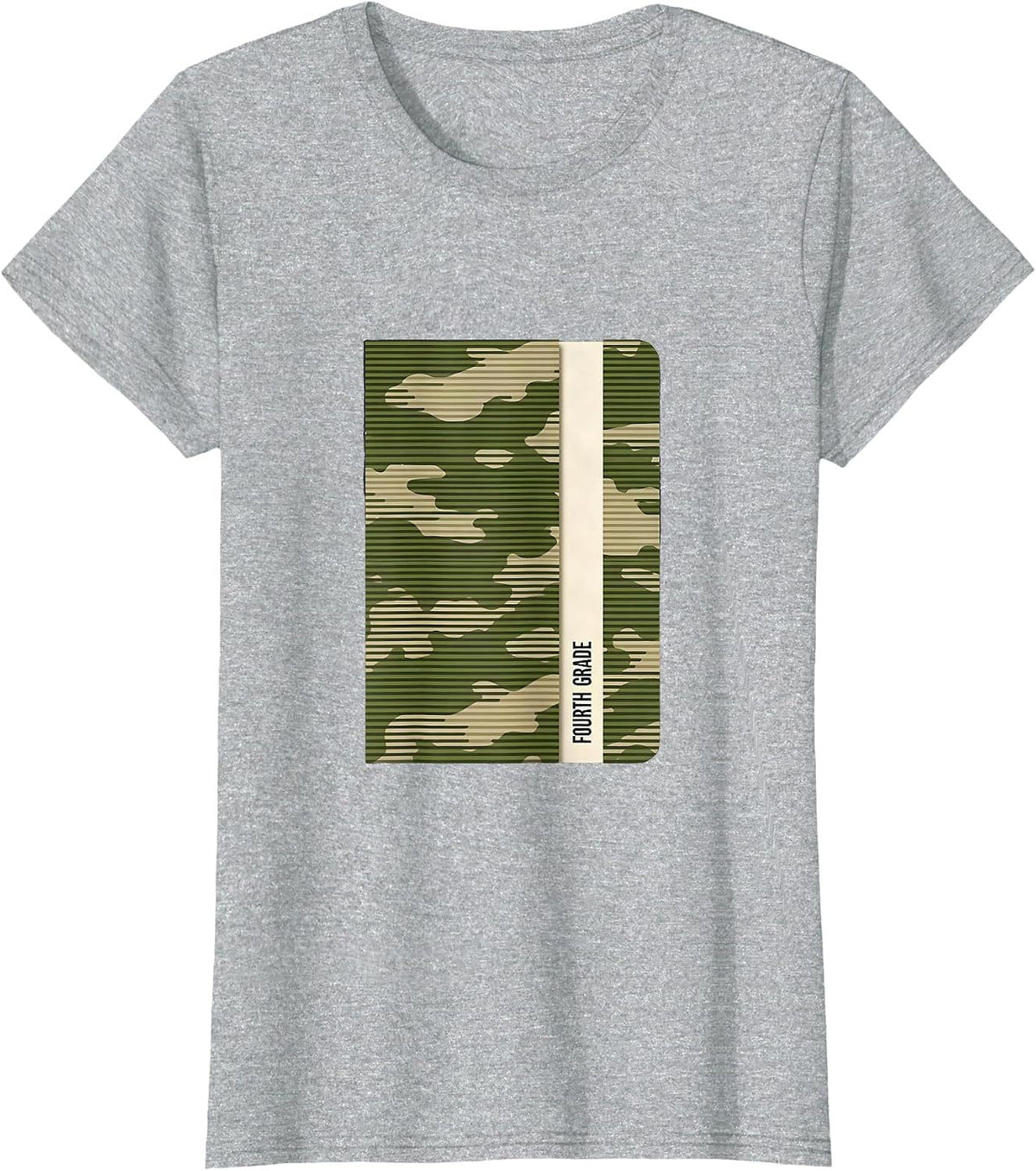 Fourth Grade Camo Back To School Boys Teacher Humor T-Shirt - Heather Grey
