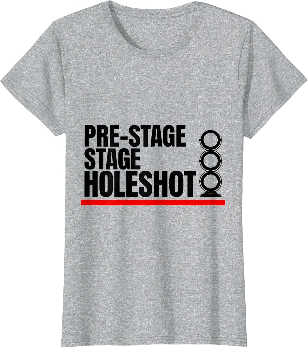 Women's Pre-Stage. Stage. Holeshot Patriotic Drag Racing Checkered T-Shirt - Heather Grey