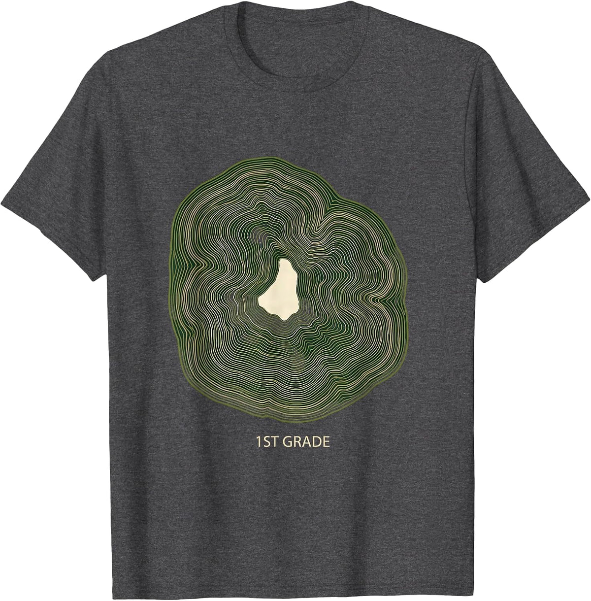 Men's 1st Grade Topographic Contour Camo Back To School Boys T-Shirt - Dark Heather Grey
