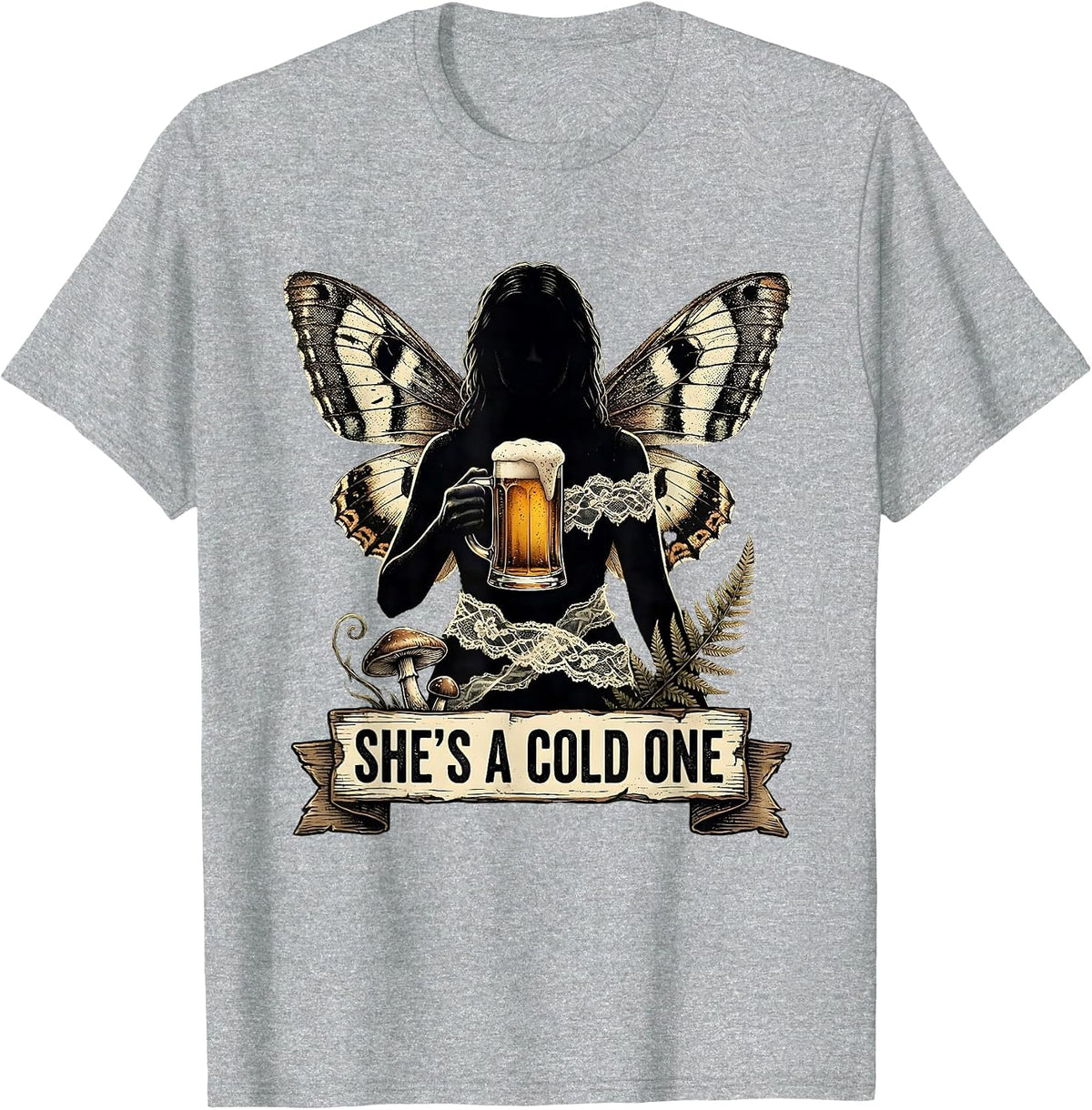 Men's She's a Cold One Beer Lover Graphic Design T-Shirt - Heather Grey