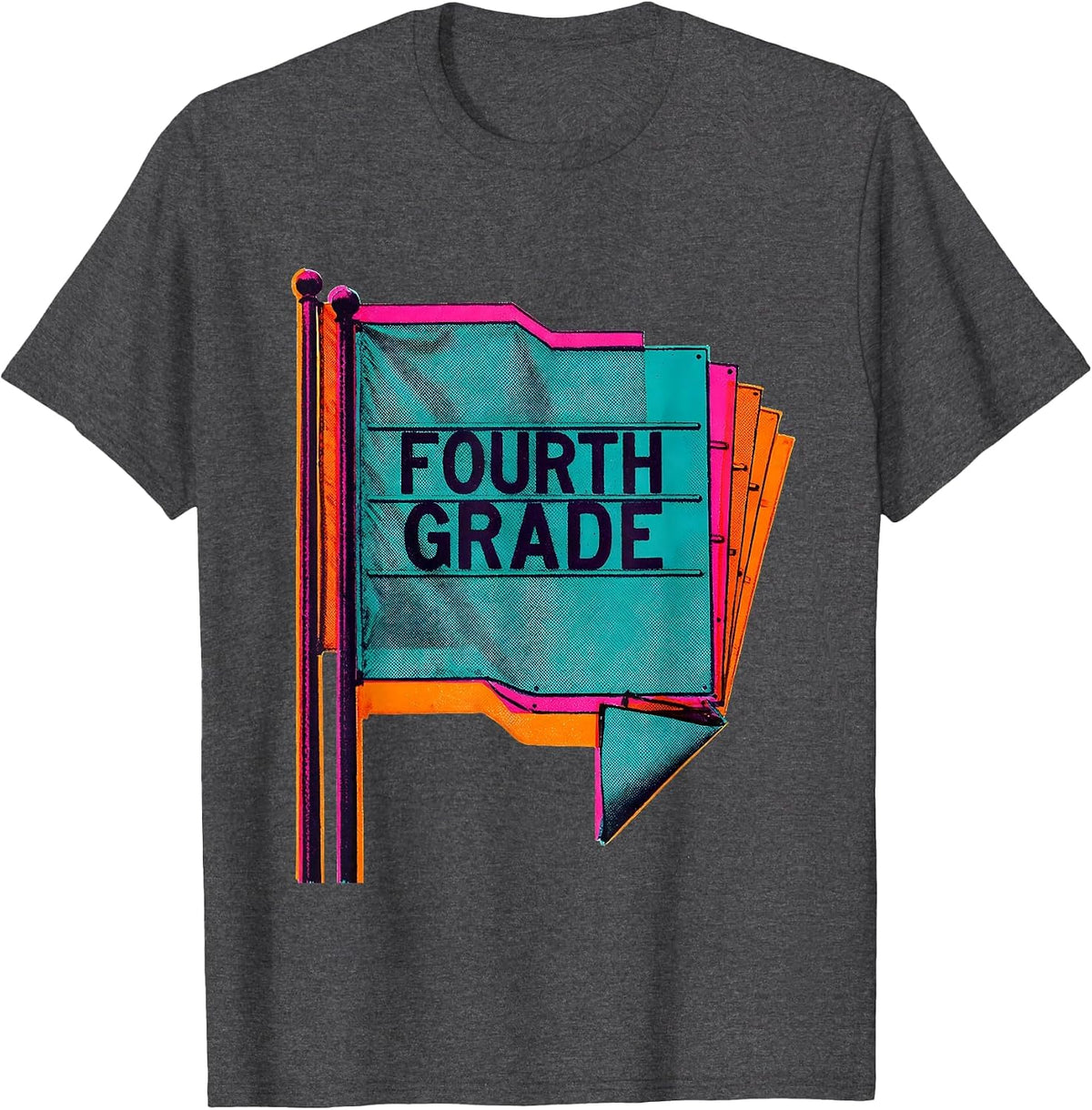 Fourth Grade Cute Preppy Girls Back To School Risograph T-Shirt - Dark Heather Grey