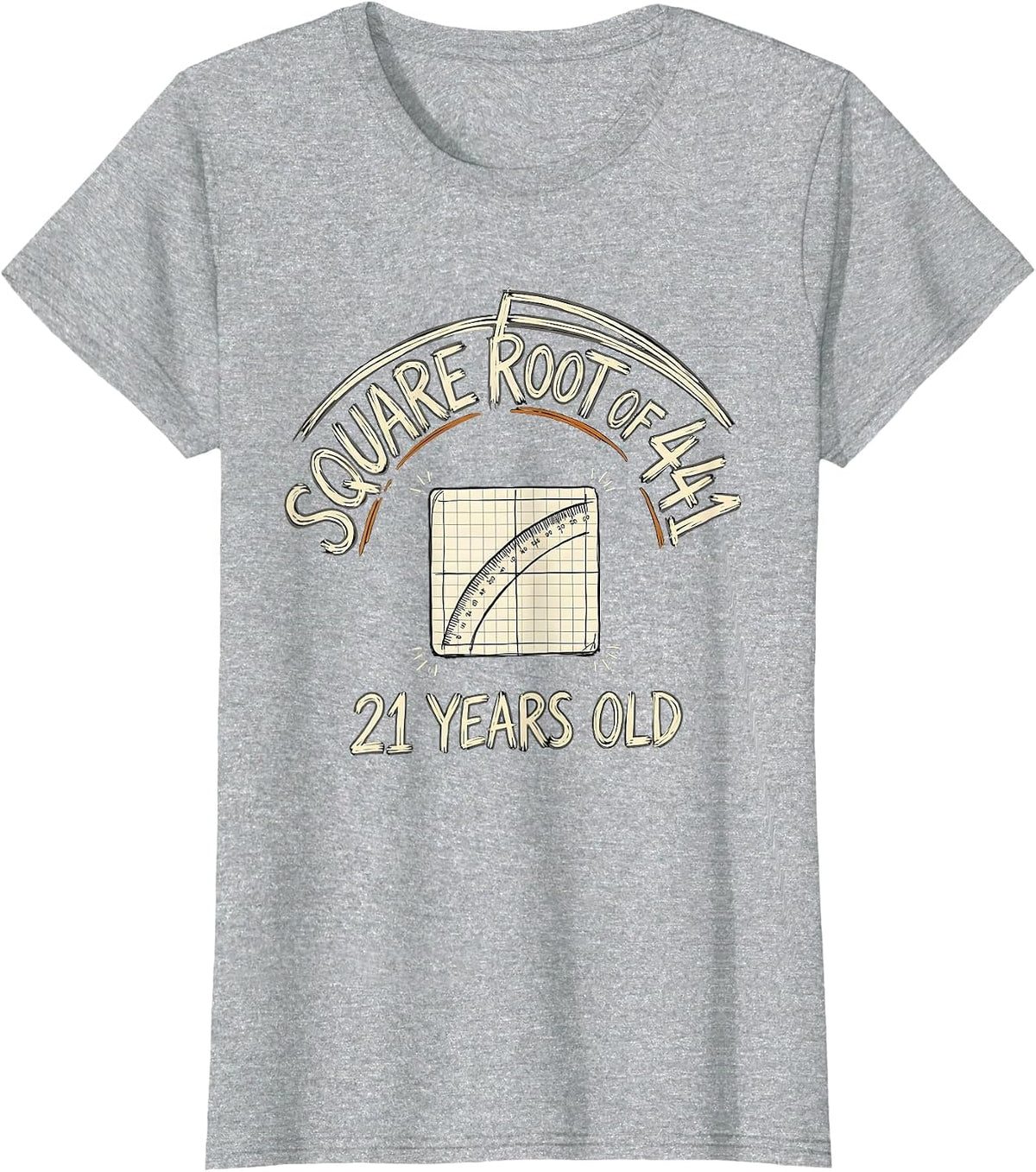 Square Root Of 441 — 21 Years Old Math Lover Birthday Gift T-Shirt - Heather Grey