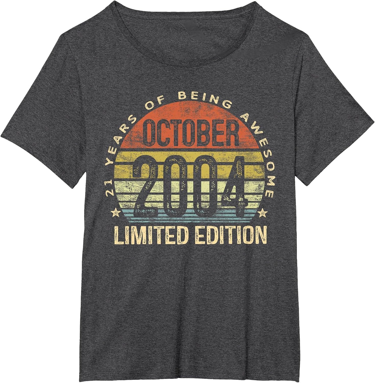 October 2004 Limited Edition 21-Year-Old 21st Birthday T-Shirt - Dark Heather Grey
