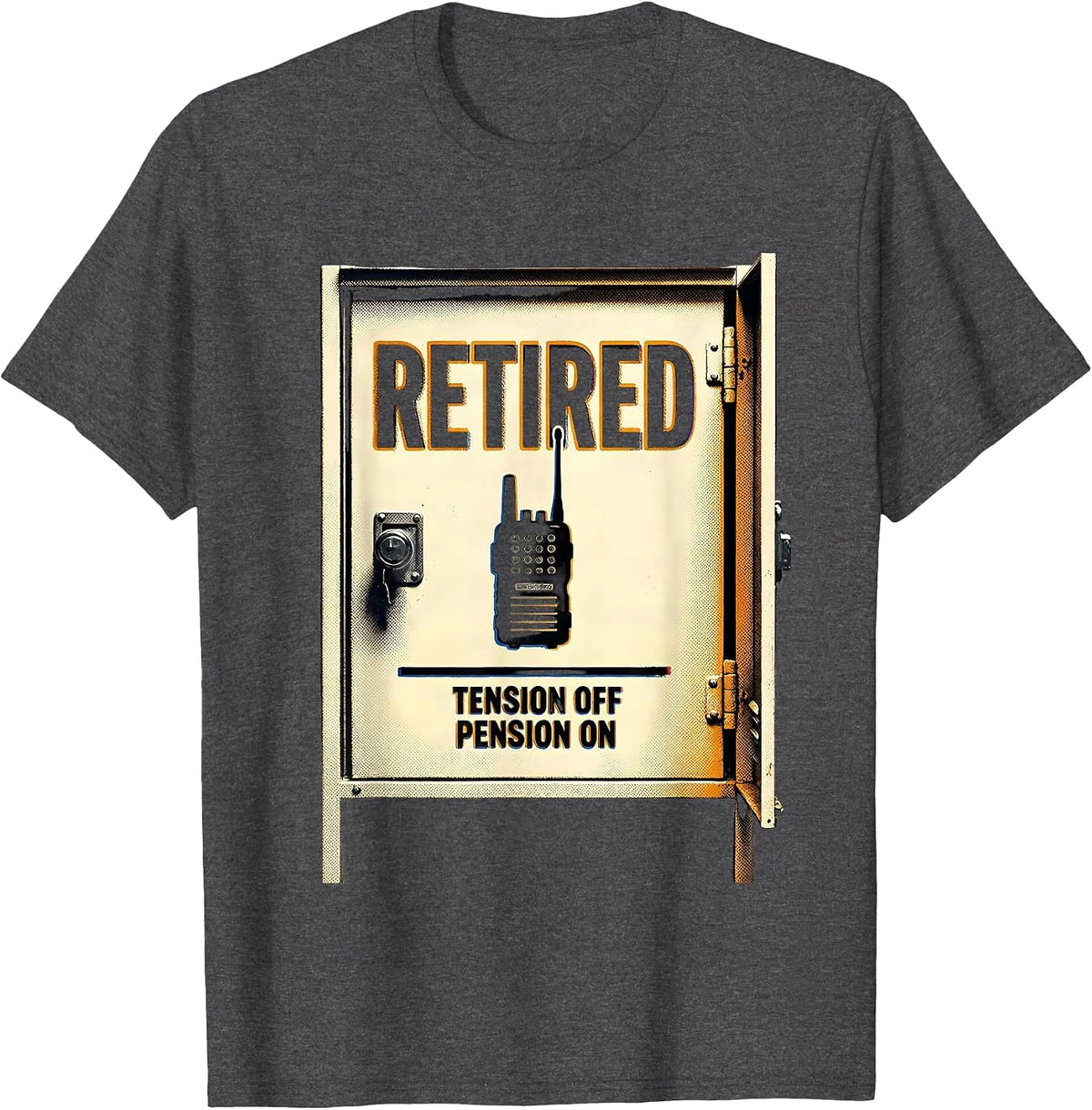 Retired: Tension Off, Pension On Funny Police Officer Gift T-Shirt - Dark Heather Grey
