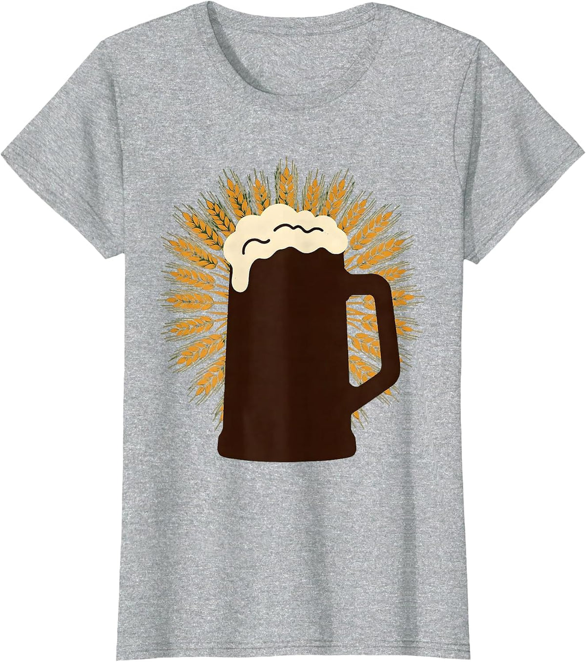 Prost Frothy Beer Mug Wheat Harvest Graphic T-Shirt - Heather Grey