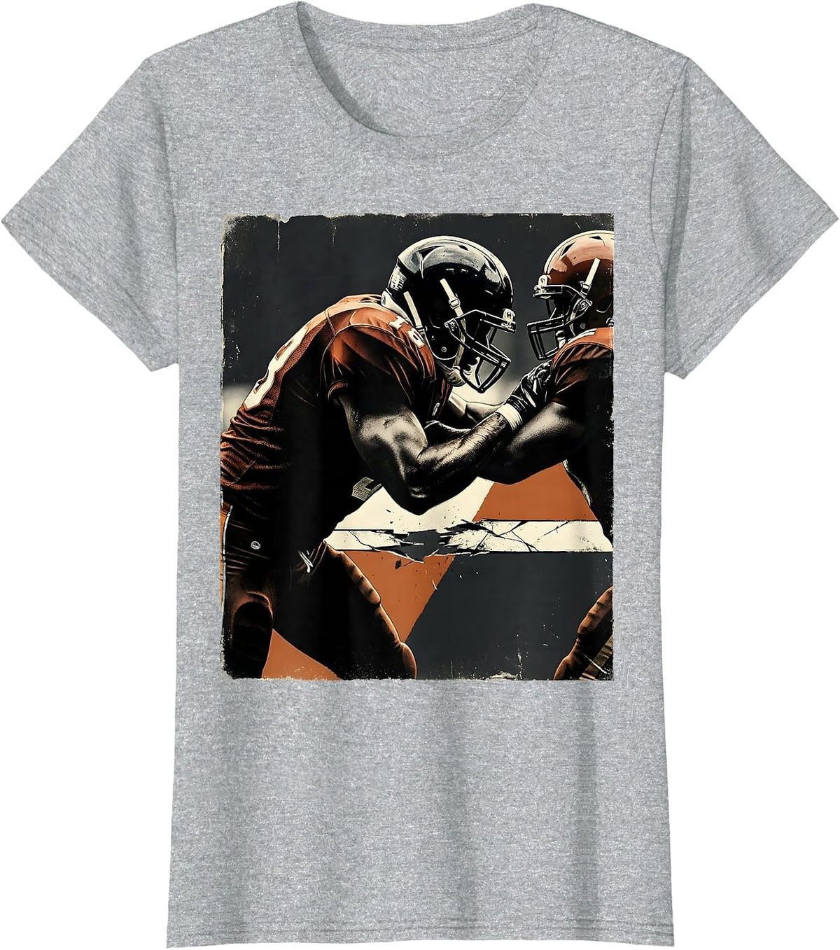 Women's Lineman Distressed Football Humor Player Gift T-Shirt - Heather Grey