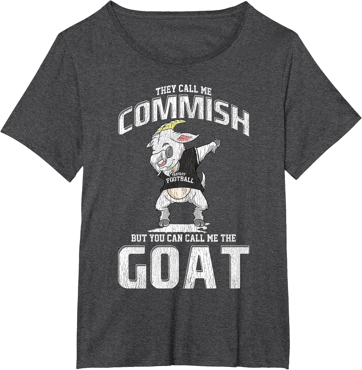 Fantasy Football Commissioner Commish Dabbing Goat Draft Day T-Shirt - Dark Heather Grey