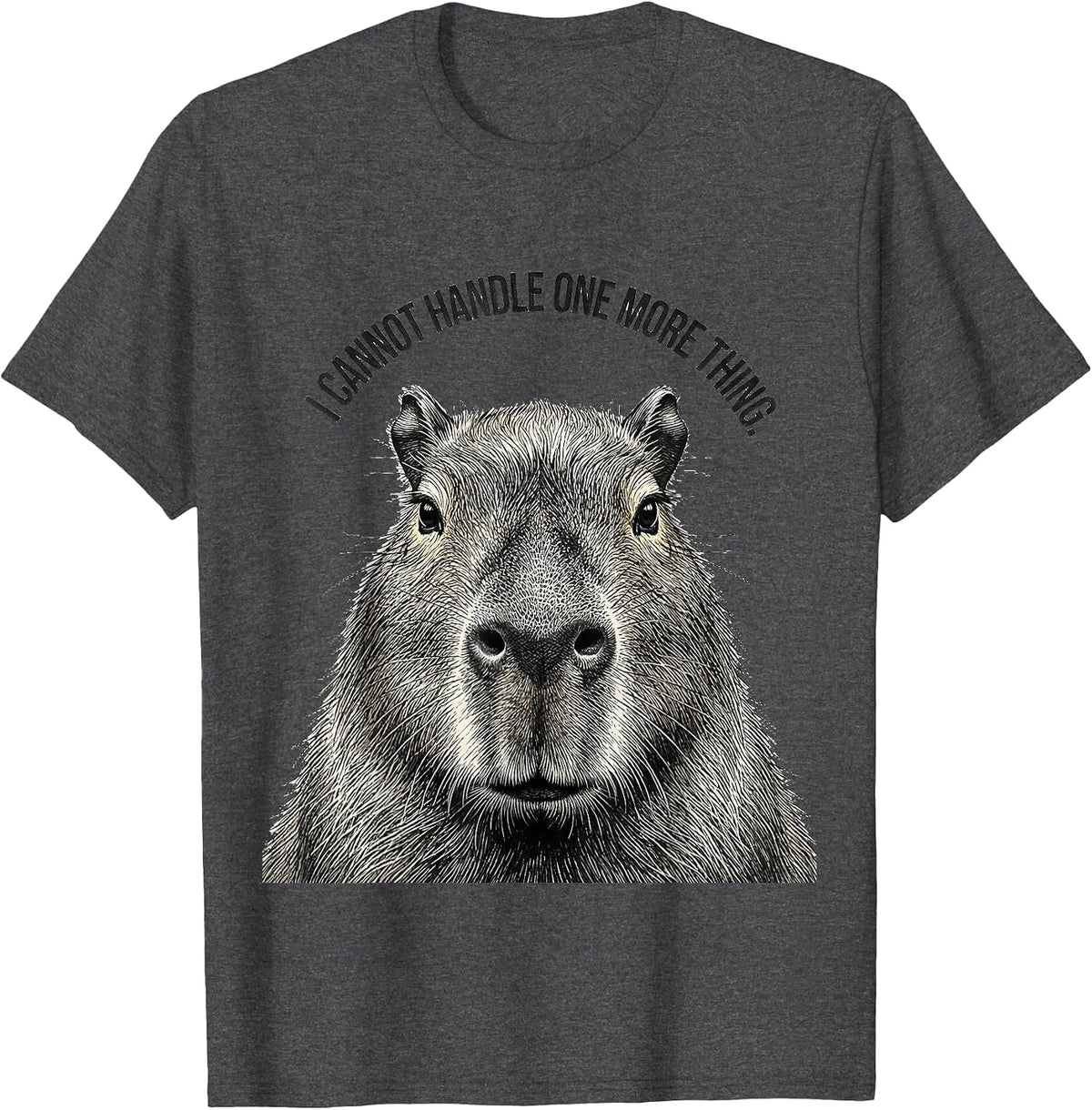 I Cannot Handle One More Thing Funny Capybara Meme Humor T-Shirt - Dark Heather Grey