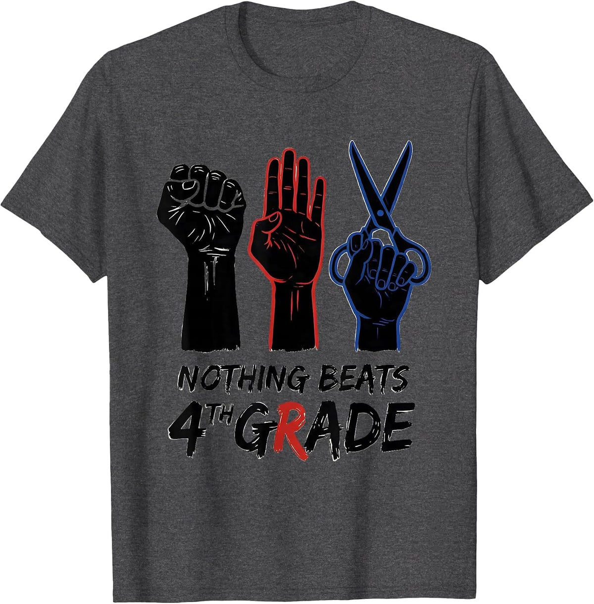 Men's Nothing Beats 4th Grade Funny Grade Team Back To School T-Shirt - Dark Heather Grey