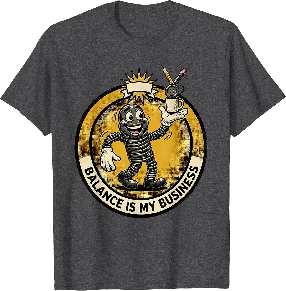 Balance Is My Business Occupational Therapy Design T-Shirt - Dark Heather Grey
