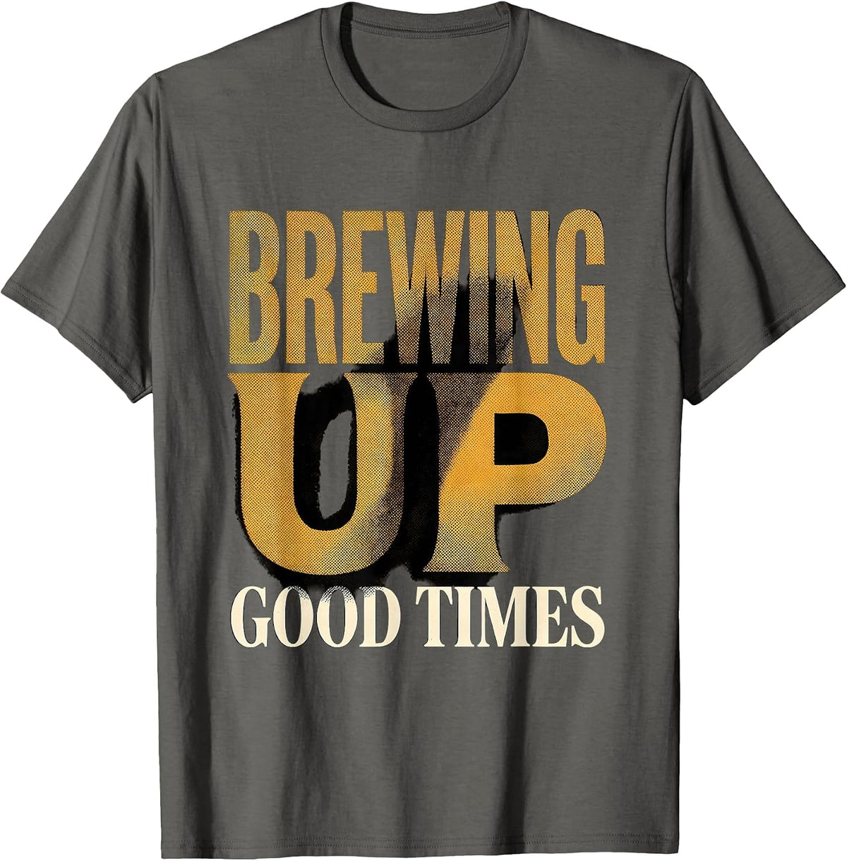 Brewing Up Good Times Beer Lover Design T-Shirt - Asphalt Grey