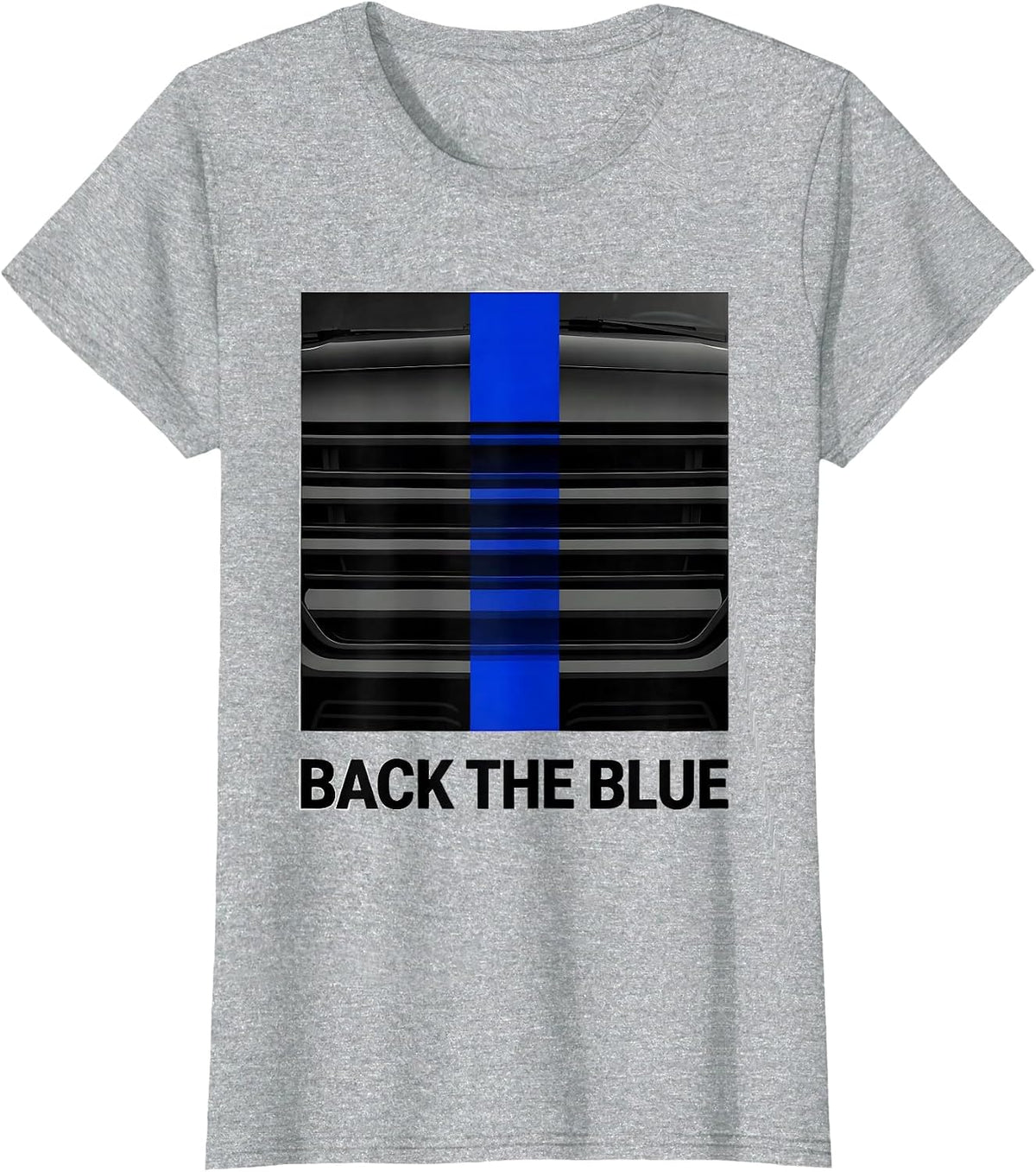 Back The Blue Thin Blue Line Police Support Patriotic T-Shirt - Heather Grey