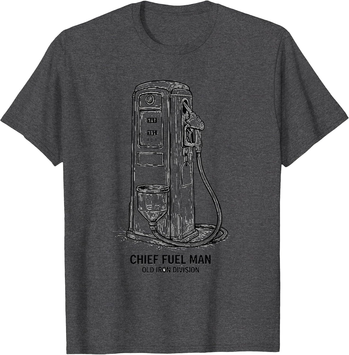 Chief Fuel Man, Old Iron Division Vintage Classic Car T-Shirt - Dark Heather Grey