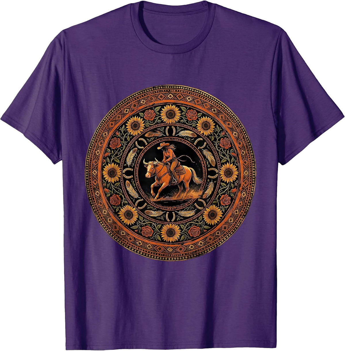 Rodeo Barrel Racing Cowgirl Graphic Tee T-Shirt - Purple