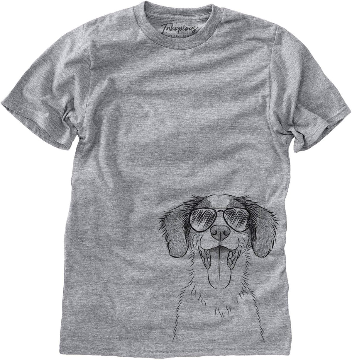 Aviator Birdie the Brittany Dog Triblend T-Shirt - Unisex Grey Crew Neck