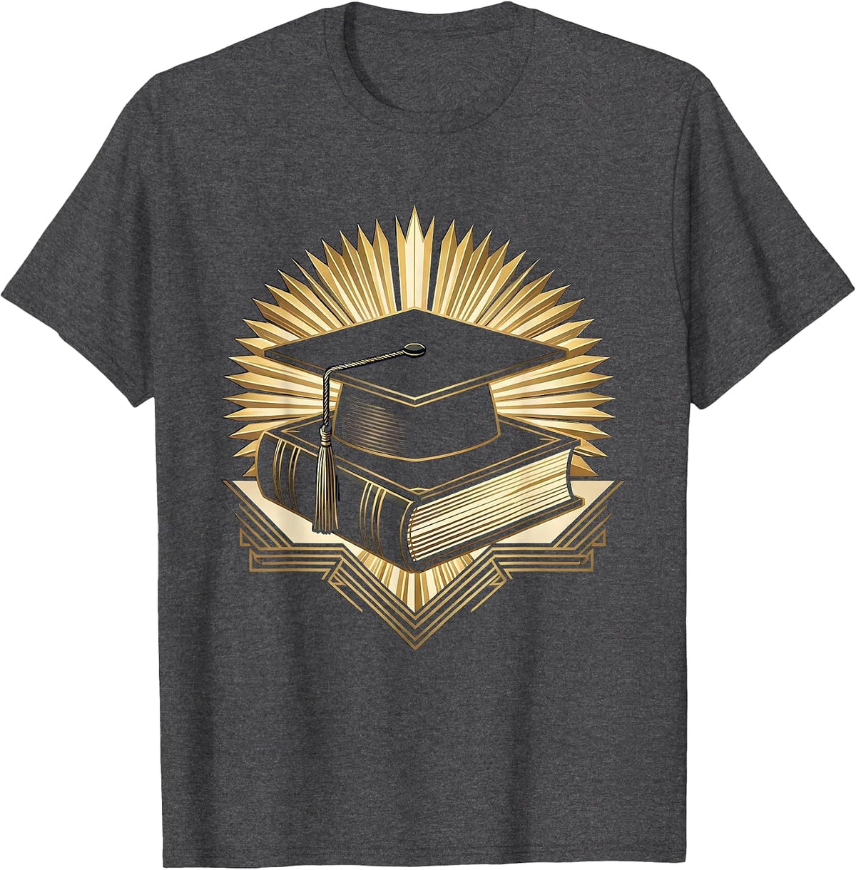 Men's English Teacher Graduation Cap Dictionary Graphic T-Shirt - Dark Heather Grey