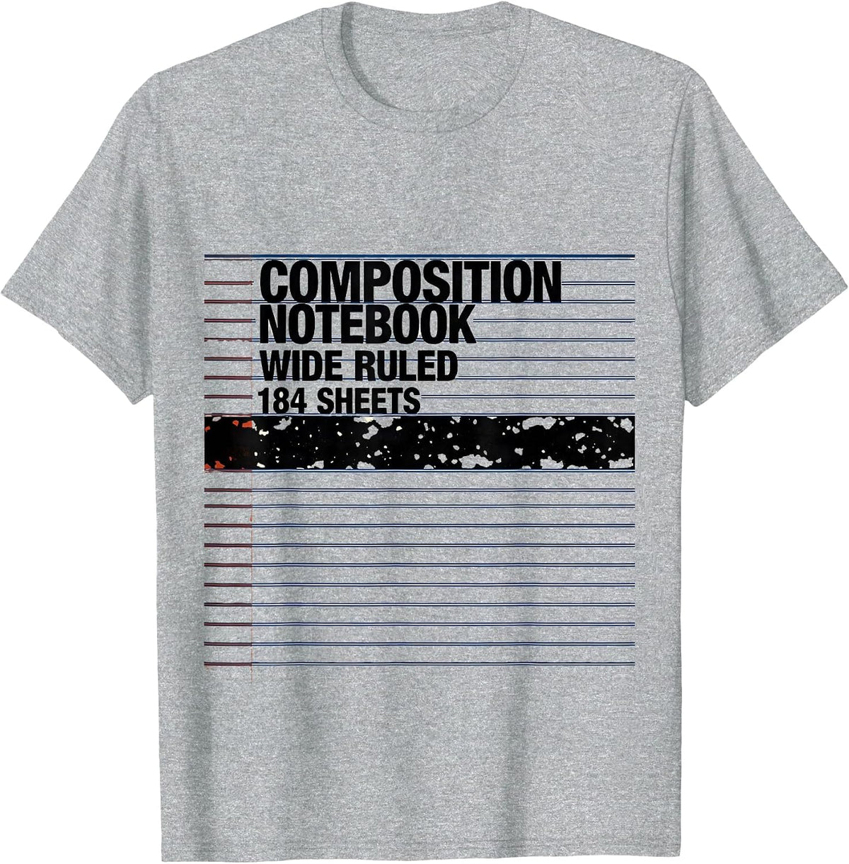 Men's Composition Notebook Wide Ruled 184 Sheets Teacher T-Shirt - Heather Grey