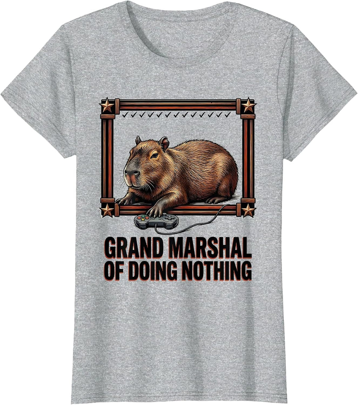 Grand Marshal of Doing Nothing Funny Capybara Gamer Meme T-Shirt - Heather Grey