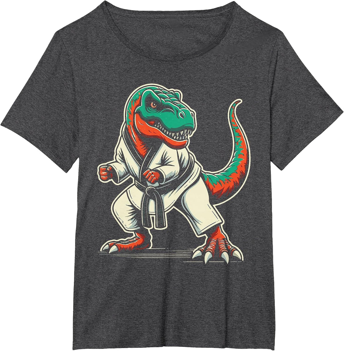 T-Rex Dinosaur Karate Taekwondo Martial Arts T-Shirt - Dark Heather Grey