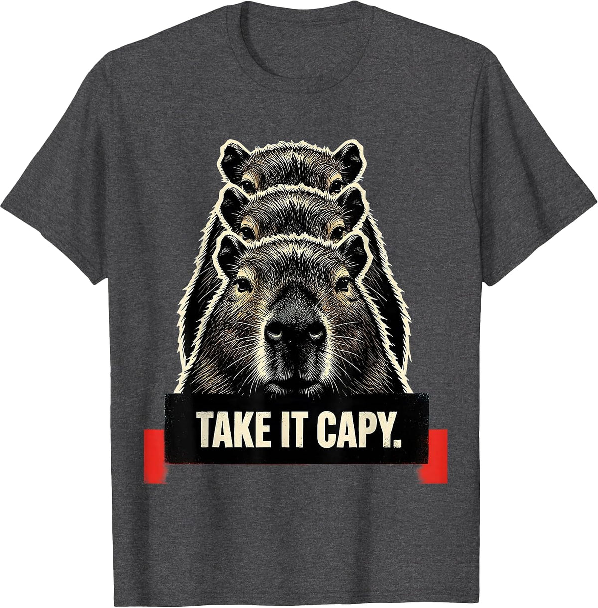 take it capy Funny Capybara Gamer Meme Humor T-Shirt - Dark Heather Grey