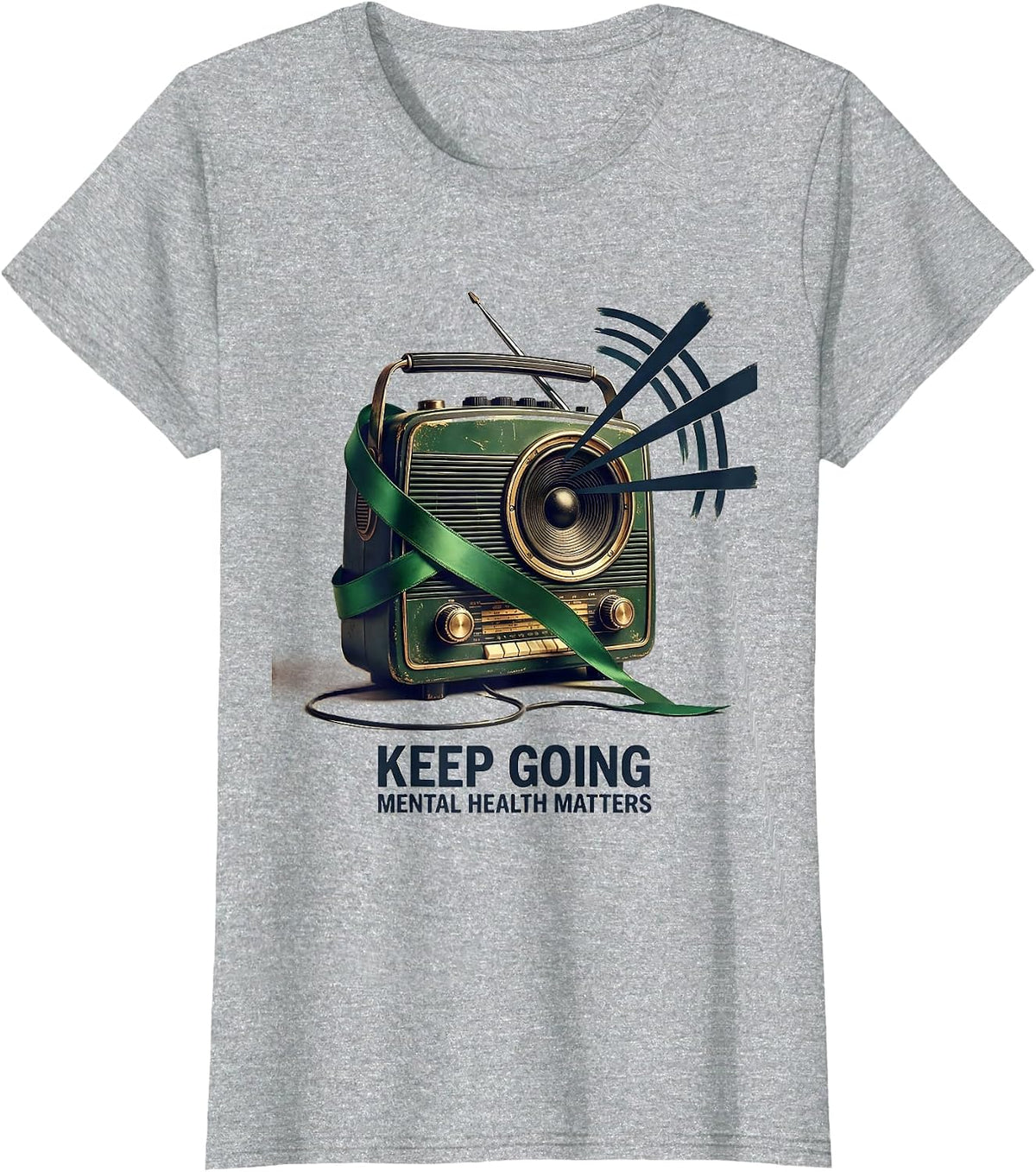 Keep Going Mental Health Matters Vintage Supporter Awareness T-Shirt - Heather Grey