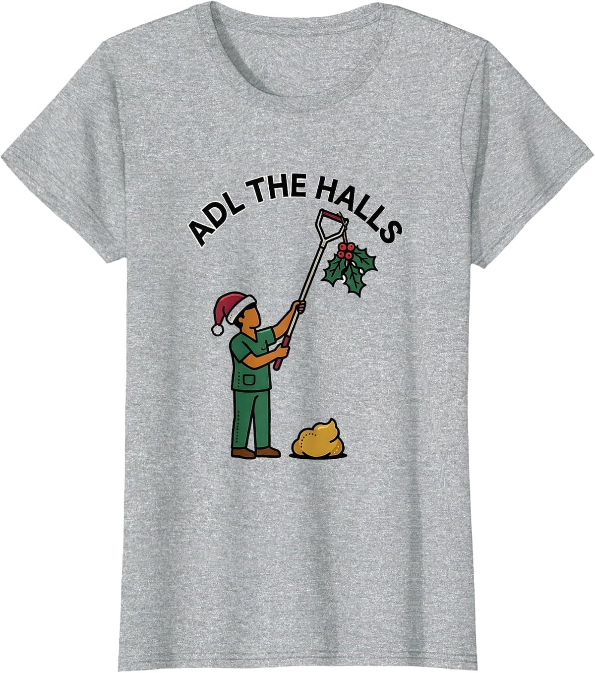 Women's ADL The Halls Funny Occupational Therapist Christmas Humor T-Shirt - Heather Grey