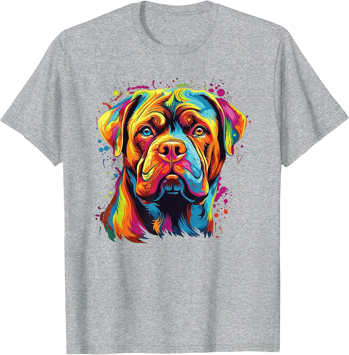 Watercolor Colorful Dogue De Bordeaux Dogs T-Shirt - Heather Grey