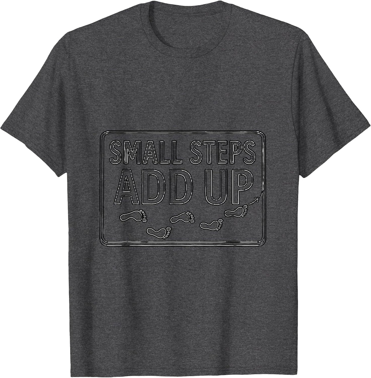 Men's Small Steps Add Up Line Art Occupational Therapy OT Month T-Shirt - Dark Heather Grey