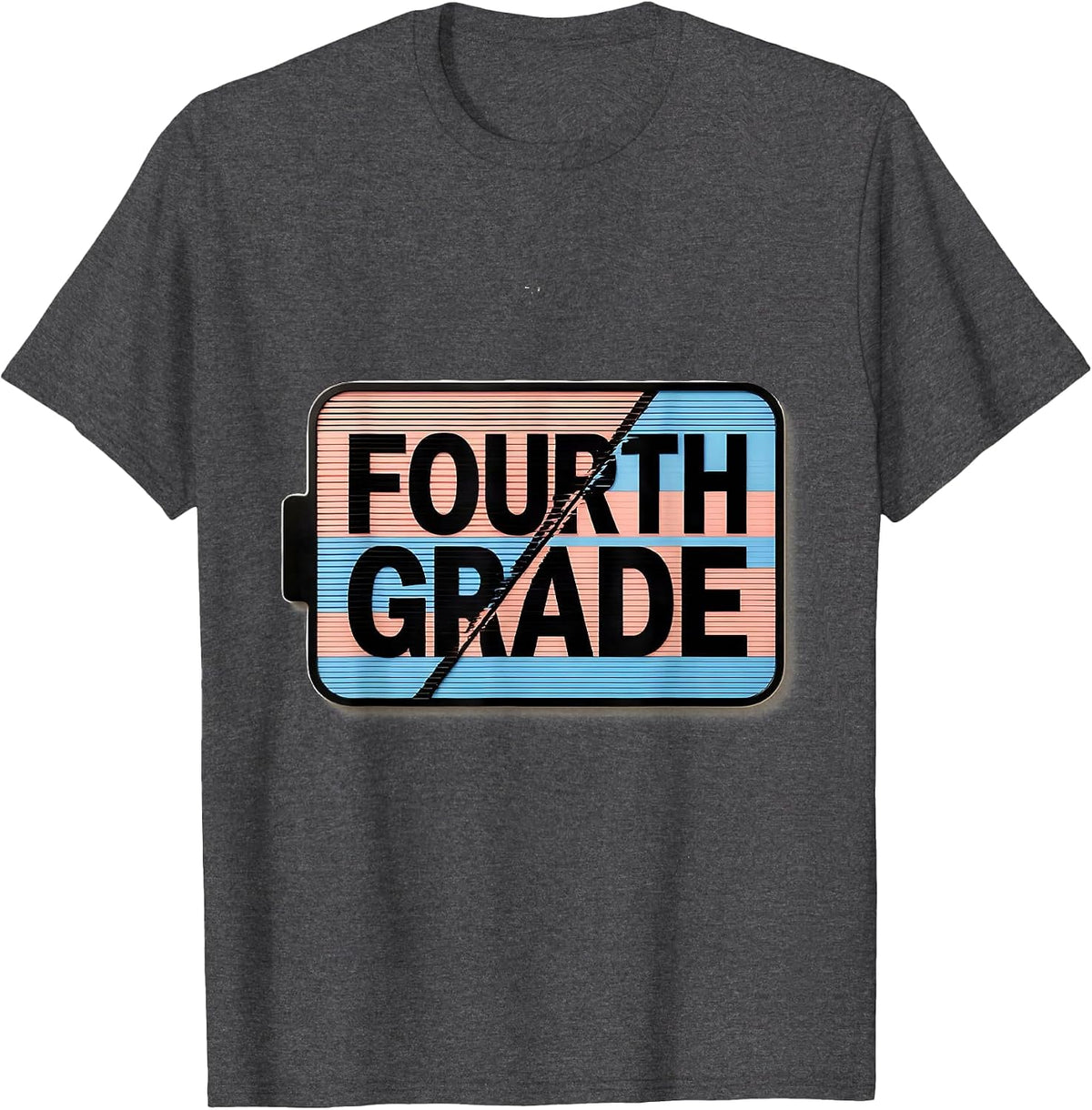 Fourth Grade Blue Patchwork Back To School Teacher Girl Kids T-Shirt - Dark Heather Grey