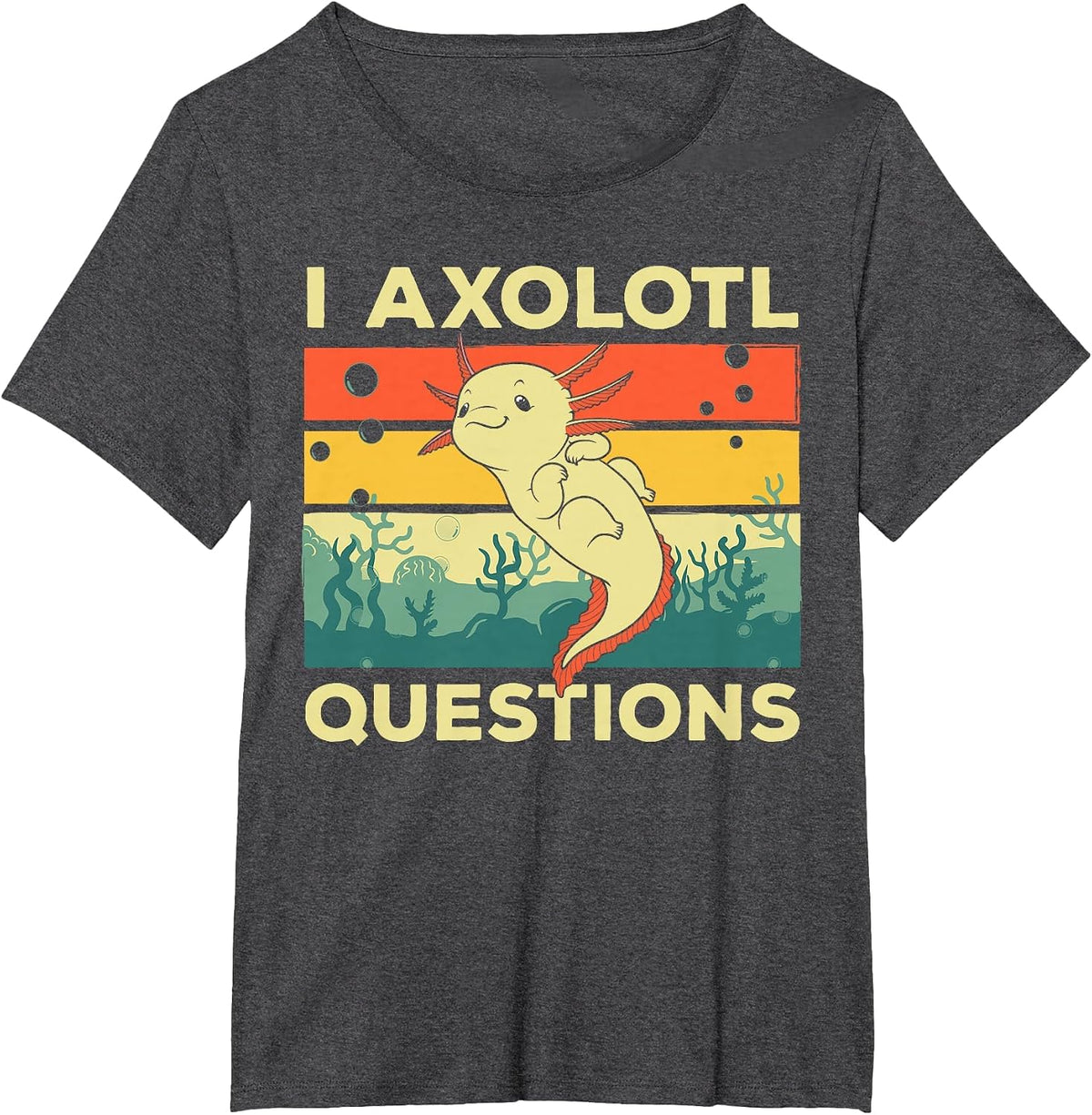 Cool I Axolotl Questions for Boys Girls Kids Fish Salamander T-Shirt - Dark Heather Grey