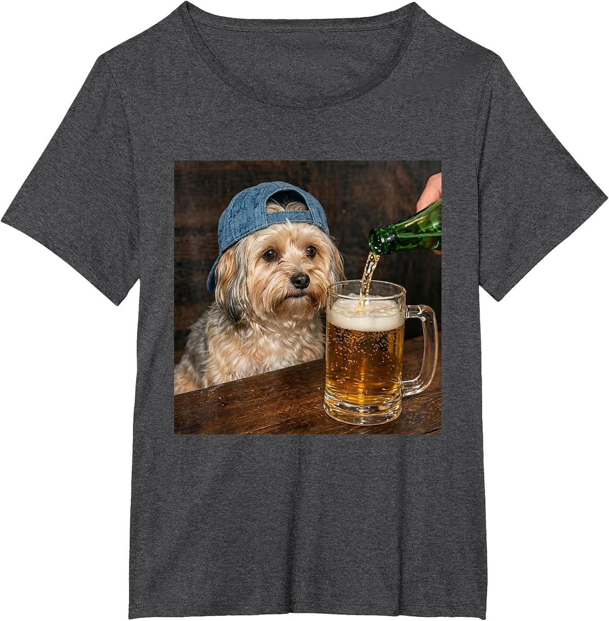 Havanese Drinking Beer Funny Havanese Dog Meme T-Shirt - Dark Heather Grey