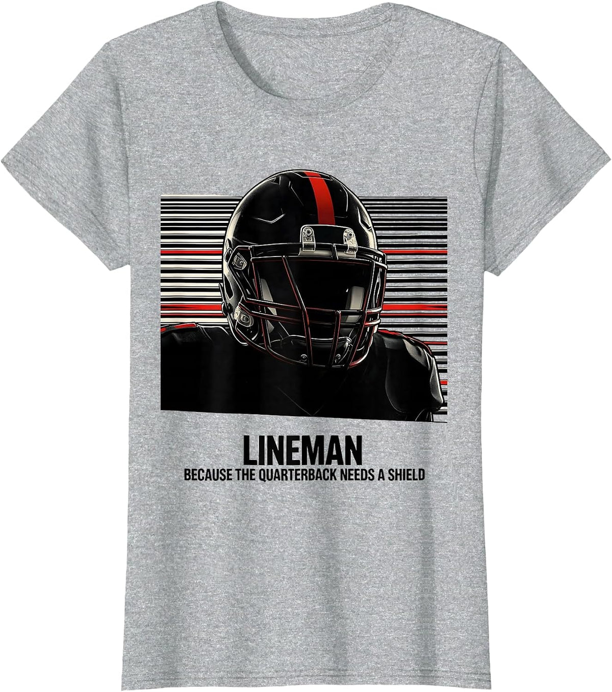 Women's Lineman Because The Quarterback Needs A Shield Funny T-Shirt - Heather Grey