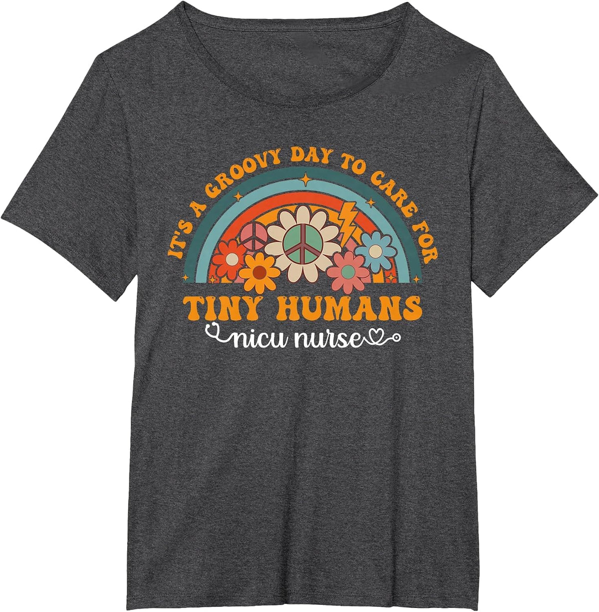 Groovy NICU Nurse Neonatal Intensive Care Unit Cute T-Shirt - Dark Heather Grey