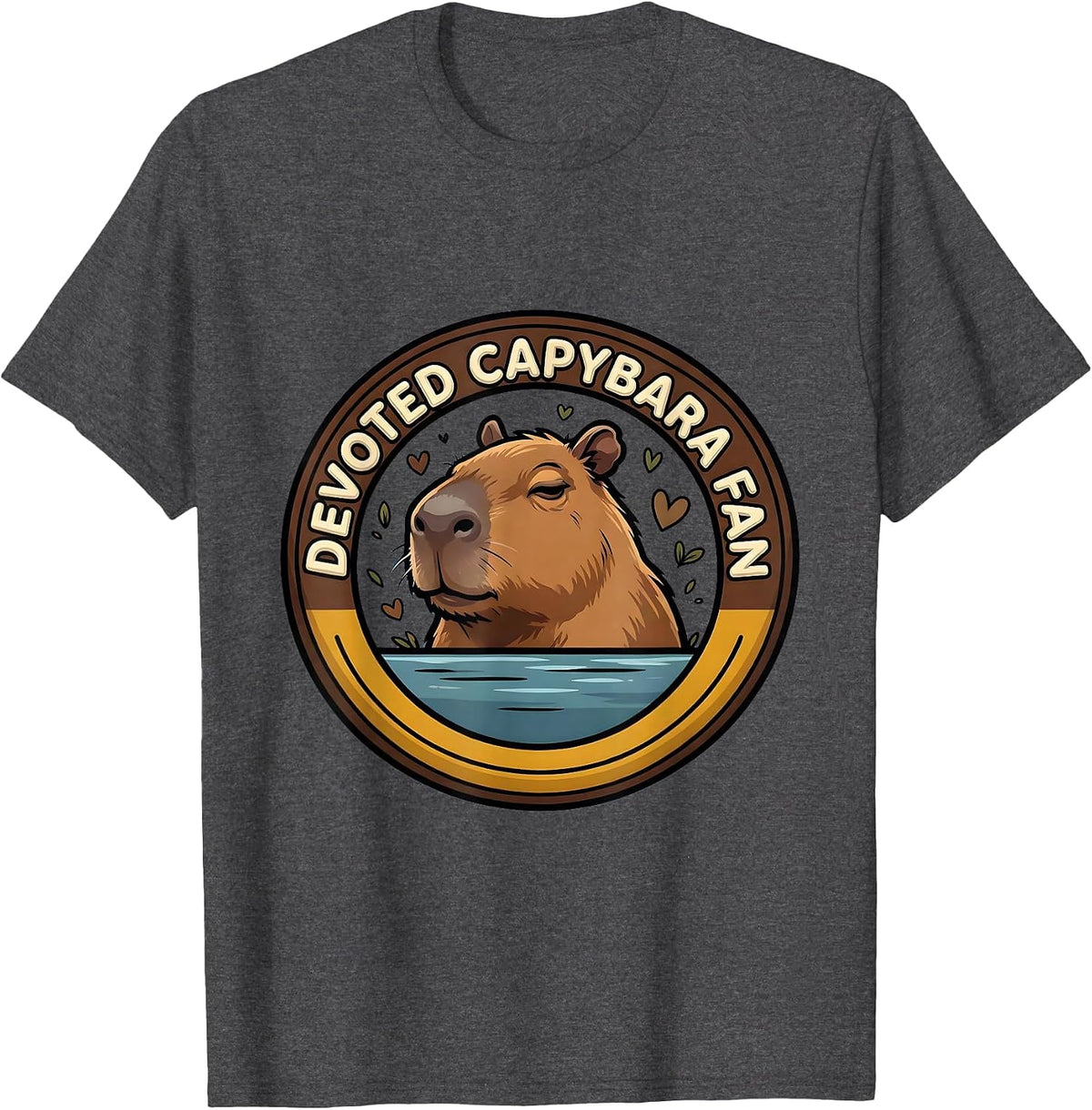 Devoted Capybara Fan Cartoon Humor Meme Lover T-Shirt - Dark Heather Grey