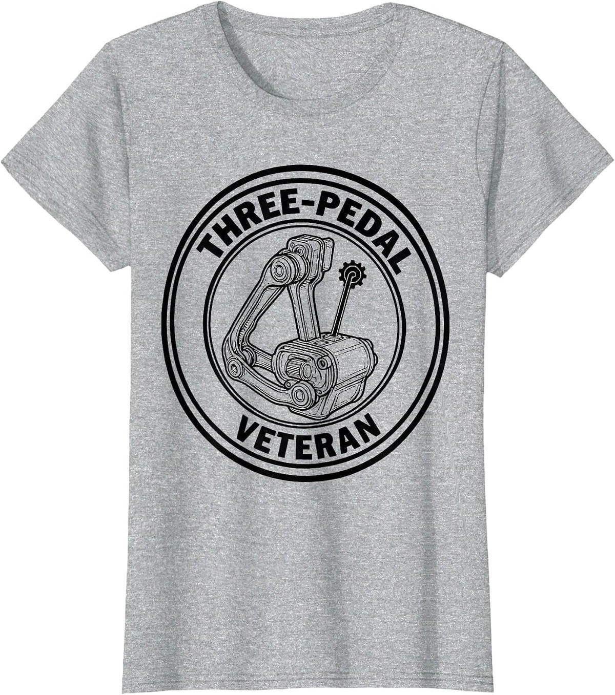 Women's Three-Pedal Veteran Manual Transmission Stick Shift Car Guy T-Shirt - Heather Grey