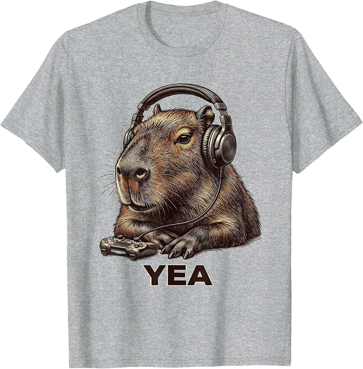Men's Yea Funny Capybara Gamer Meme Humor Teen Gift T-Shirt - Heather Grey