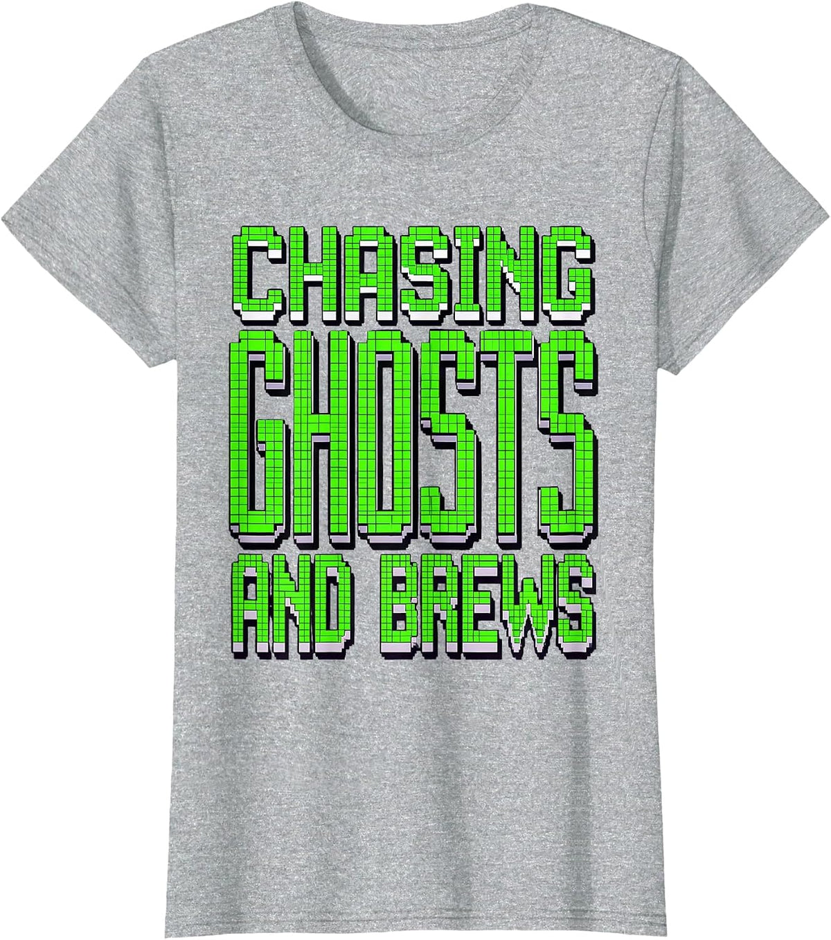 Chasing Ghosts and Brews Halloween Design T-Shirt - Heather Grey