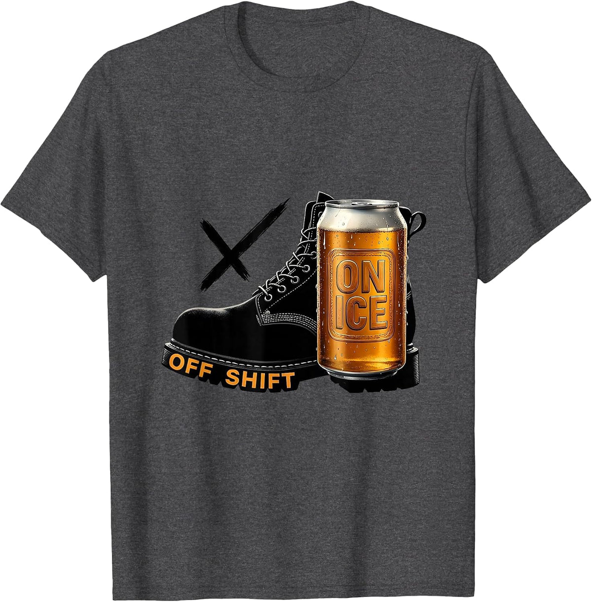 Men's Off Shift On Ice Funny Labor Day Beer Humor T-Shirt - Dark Heather Grey