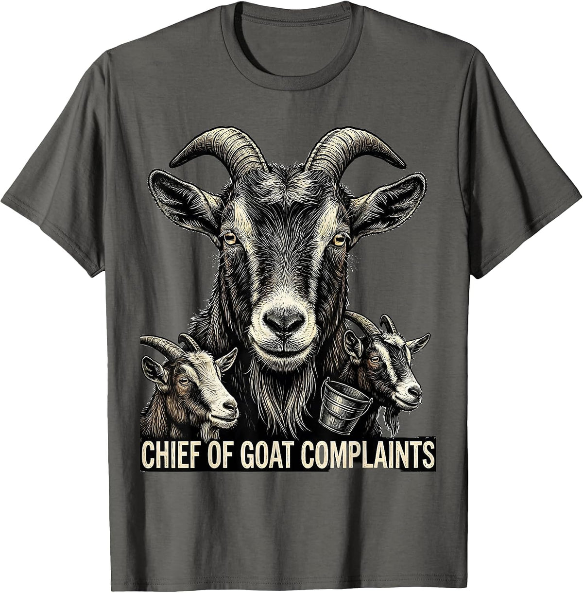 Men's Chief Of Goat Complaints Funny Goat Farmer Owner Humor T-Shirt - Asphalt Grey