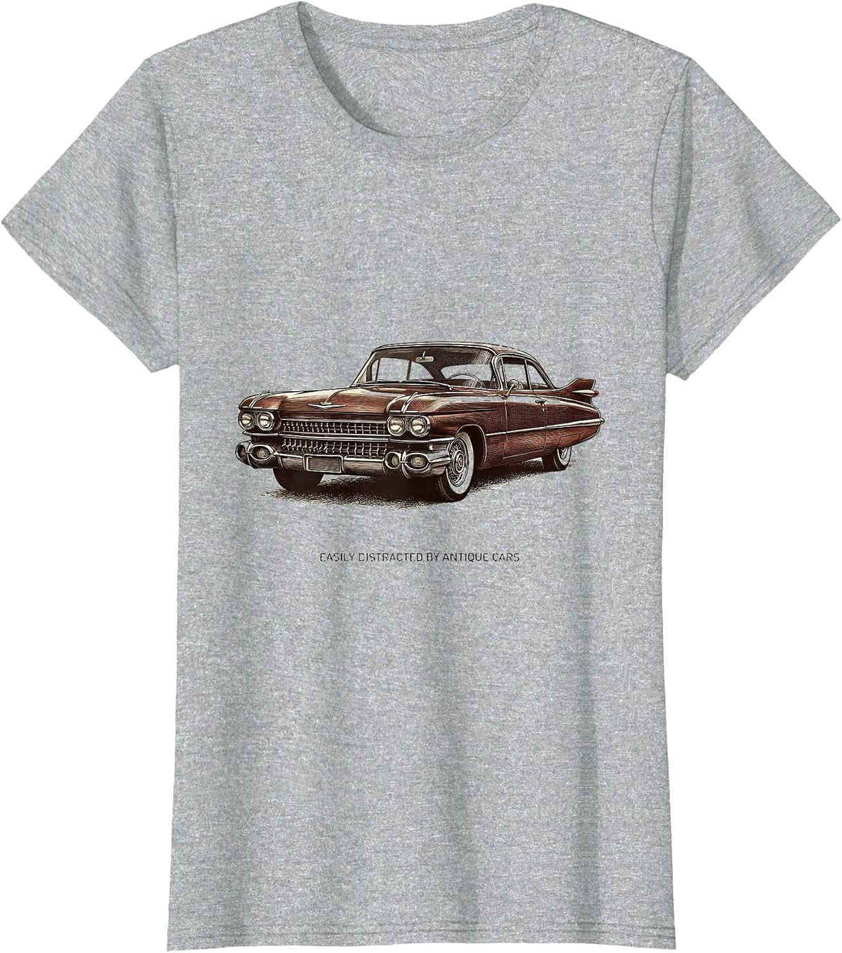 Easily Distracted By Antique Cars Funny Vintage Classic Car T-Shirt - Heather Grey