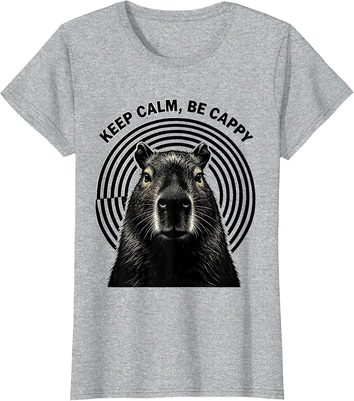 Women's Keep Calm Be Cappy Funny Capybara Meme Animal Humor T-Shirt - Heather Grey
