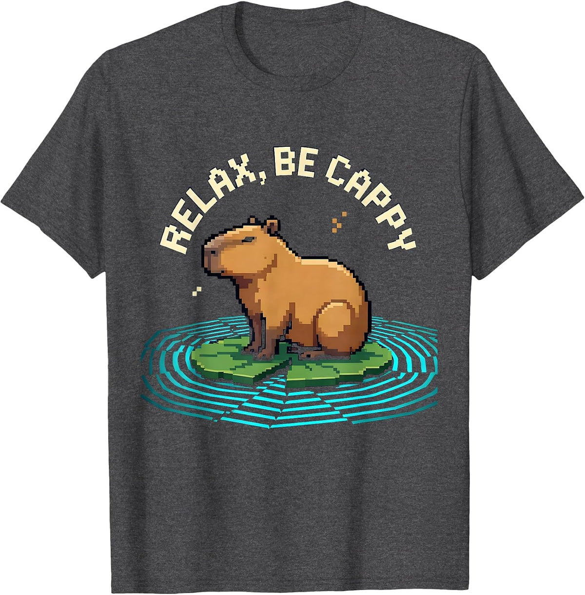 Relax, Be Cappy Funny Capybara Meme Animal Humor T-Shirt - Dark Heather Grey