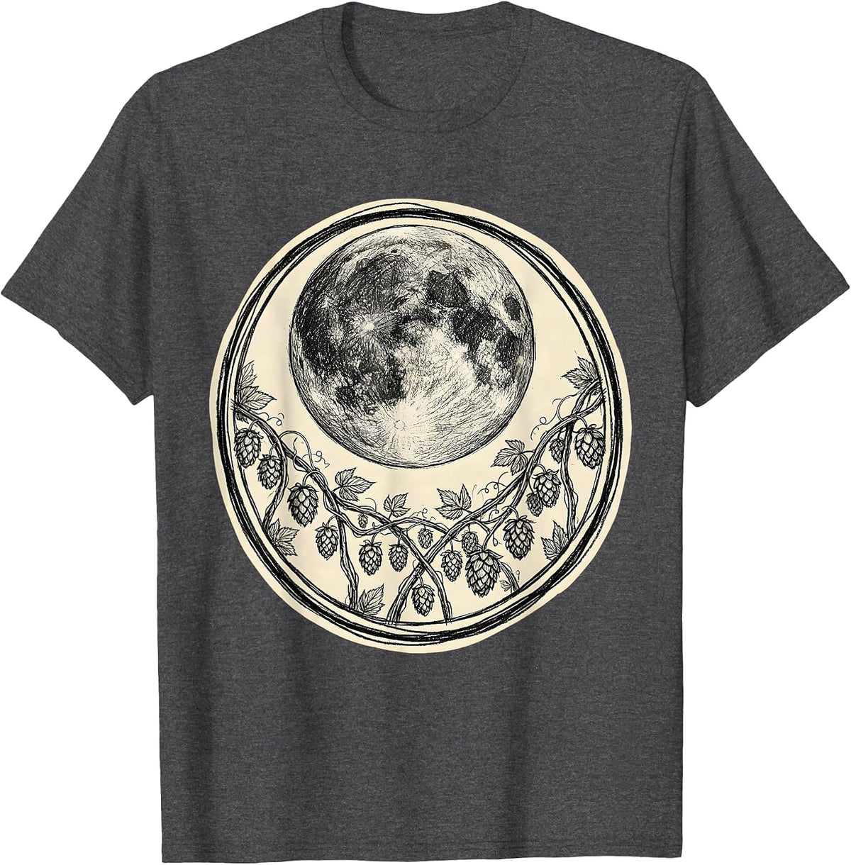 Harvest Moon Hop Fields Beer Lover Graphic Tee T-Shirt - Dark Heather Grey