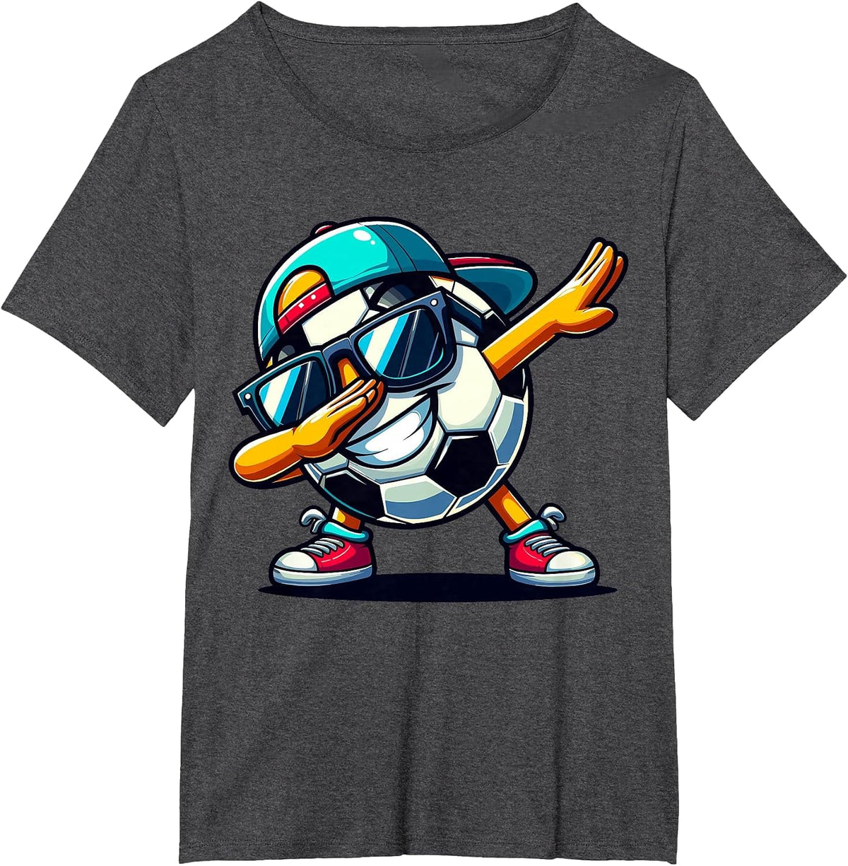 Dabbing Soccer Ball Player T-Shirt - Dark Heather Grey