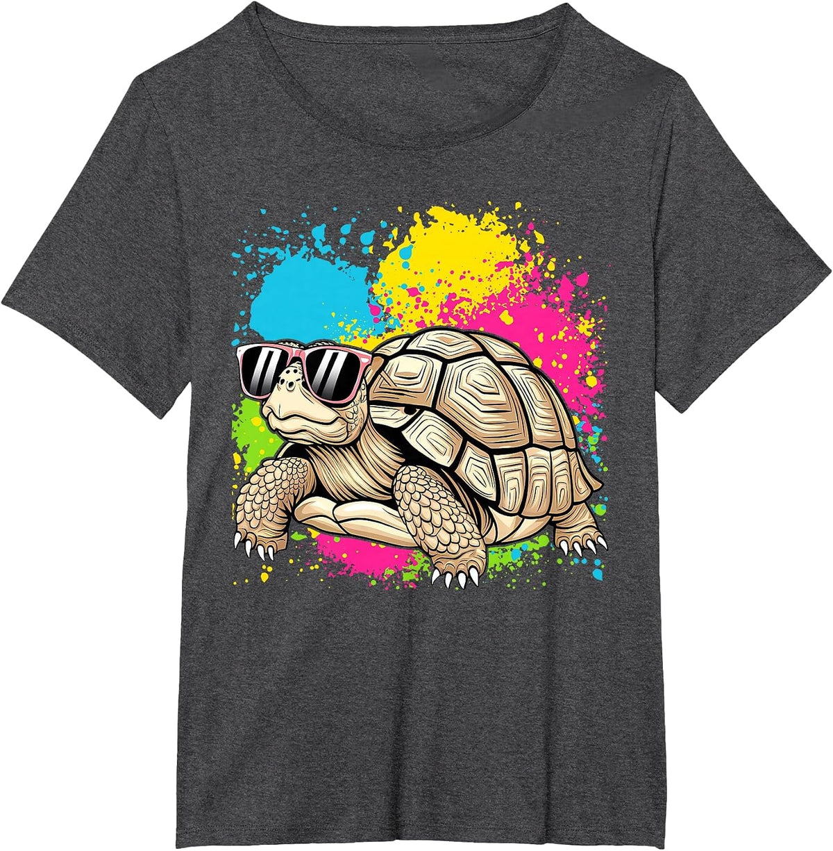Sulcata Tortoise with Sunglasses T-Shirt - Dark Heather Grey