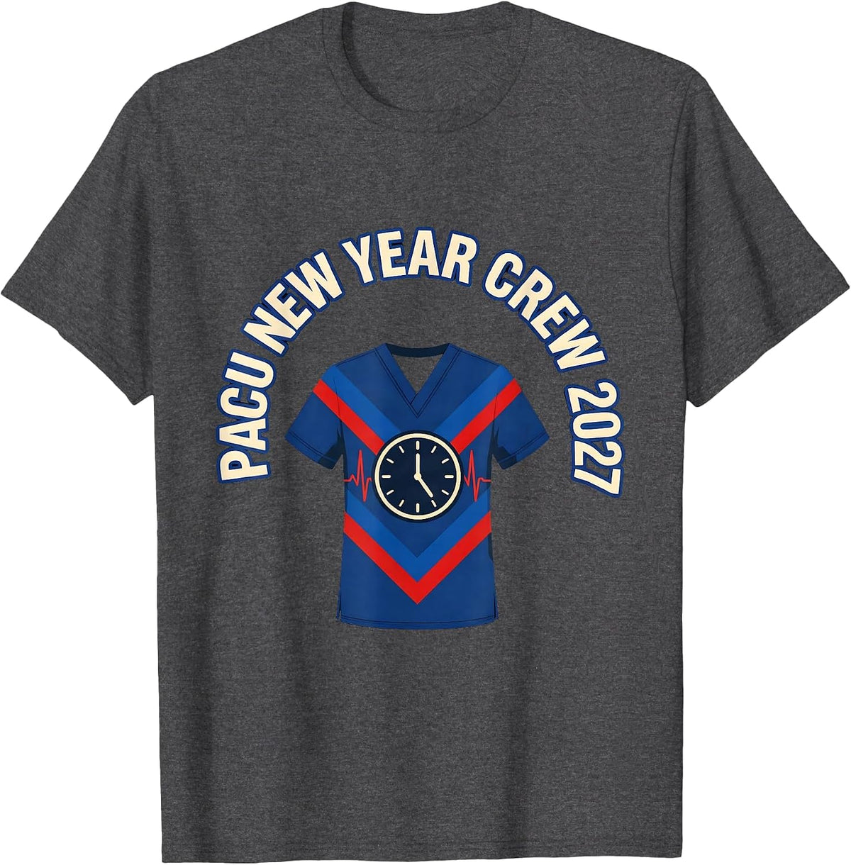 Men's PACU New Year Crew 2027 Humor Nurse Squad New Years Eve T-Shirt - Dark Heather Grey