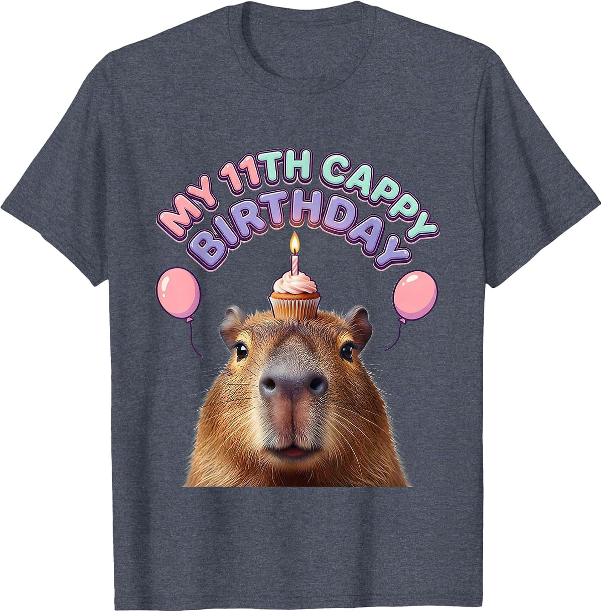 Men's My 11th Cappy Birthday Cute Kawaii Capybara Birthday Gift T-Shirt - Heather Blue